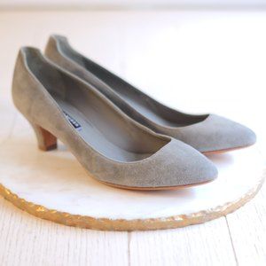 Ralph Lauren Collection Purple Label Grey Suede Pump Kitten Heels 9.5